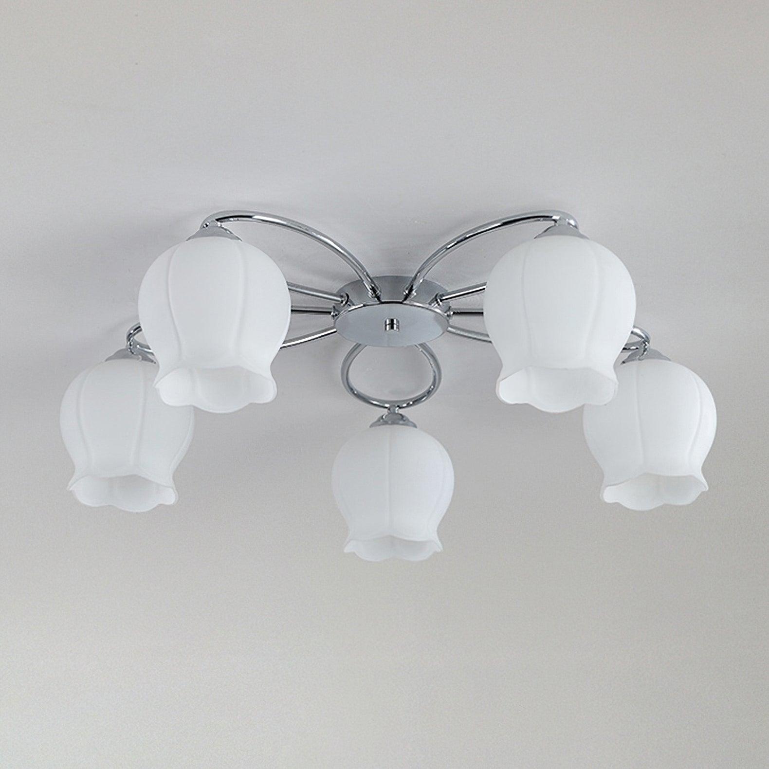 Plafonnier Verre Floral Élégance Premium Avec Lumière LED Chrome