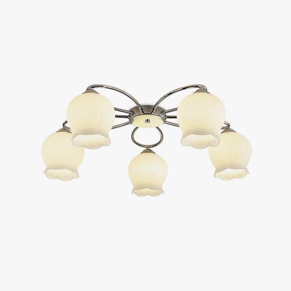 Plafonnier Verre Floral Élégance Premium Avec Lumière LED Chrome