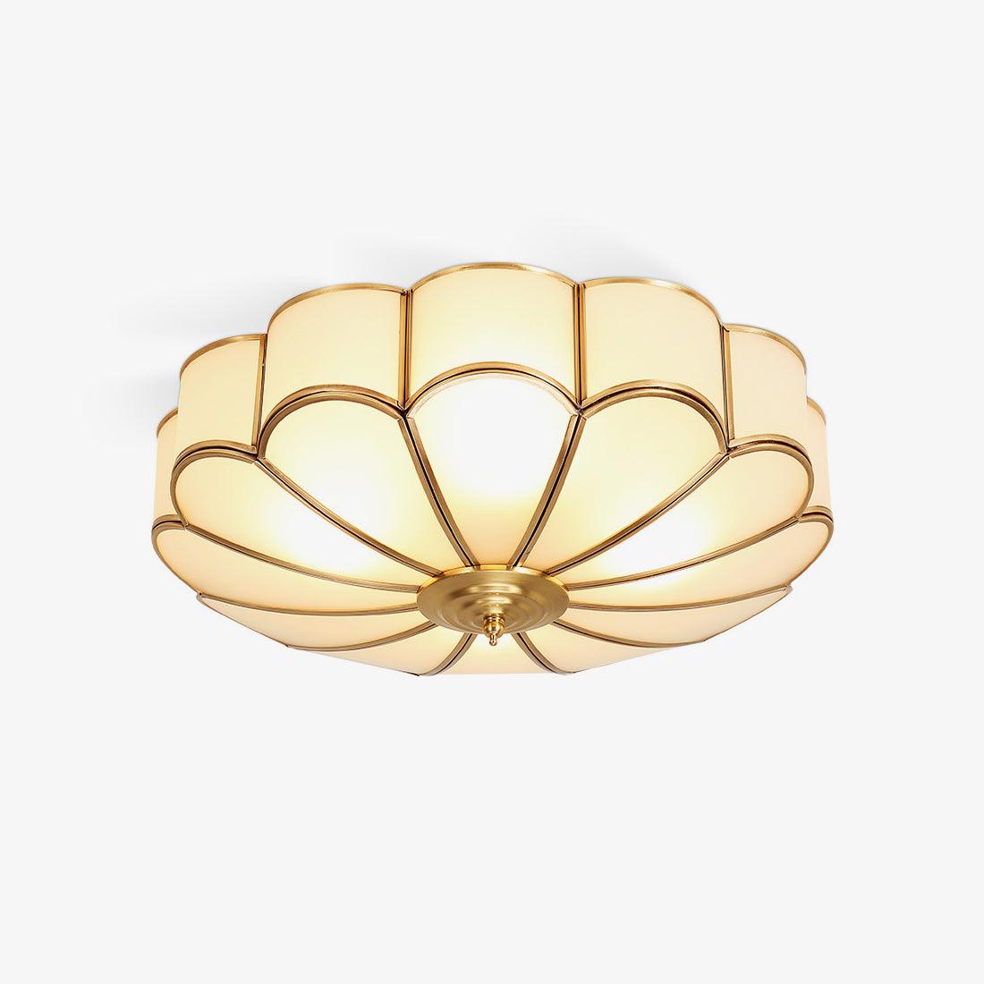 Plafonnier Verre Dépoli Fleur En Laiton Éclairage Doux Luxueux