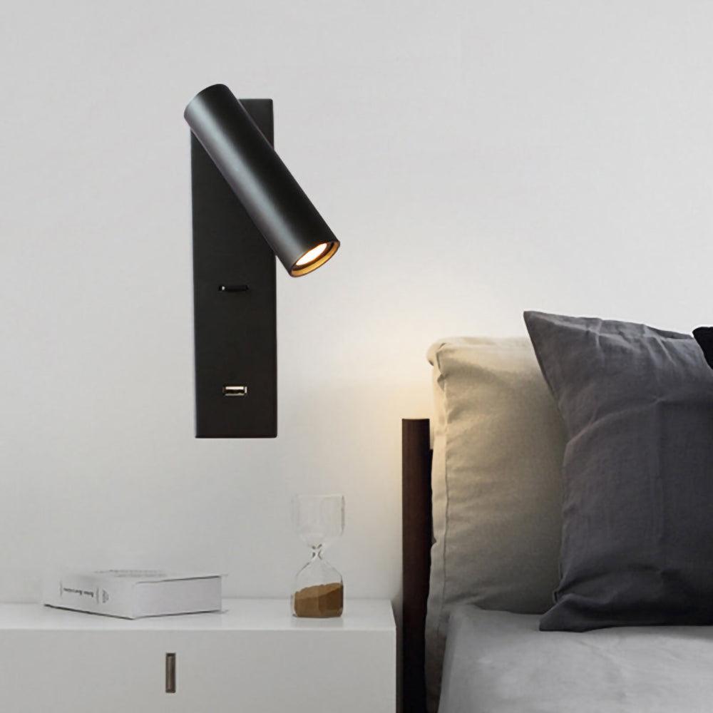 Lampe Murale Moderne Noire Avec USB et Éclairage LED Intégré