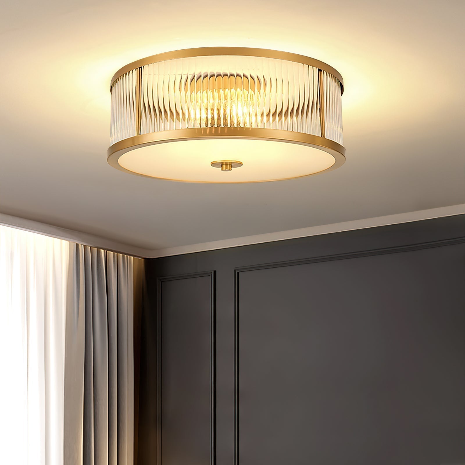 Lampe de Plafond Laiton Verre Minimaliste pour Éclairage Élégant