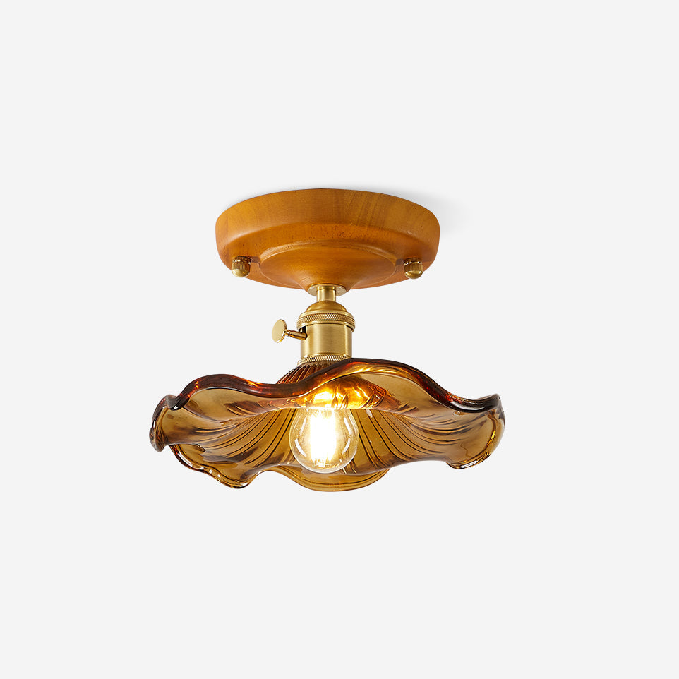 Plafonnier Vintage Verre Et Laiton Pour Ambiance Chaleureuse