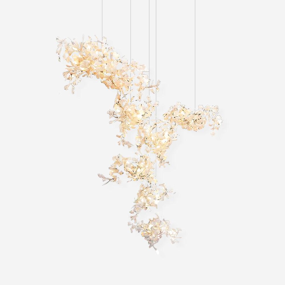 Lustre Feuille Gingko Suspension Naturelle Pour Éclairage Ambiant Élégant