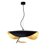 Suspension Lampe Moderne Avec Abat-jour Courbé Noir et Or Élégant
