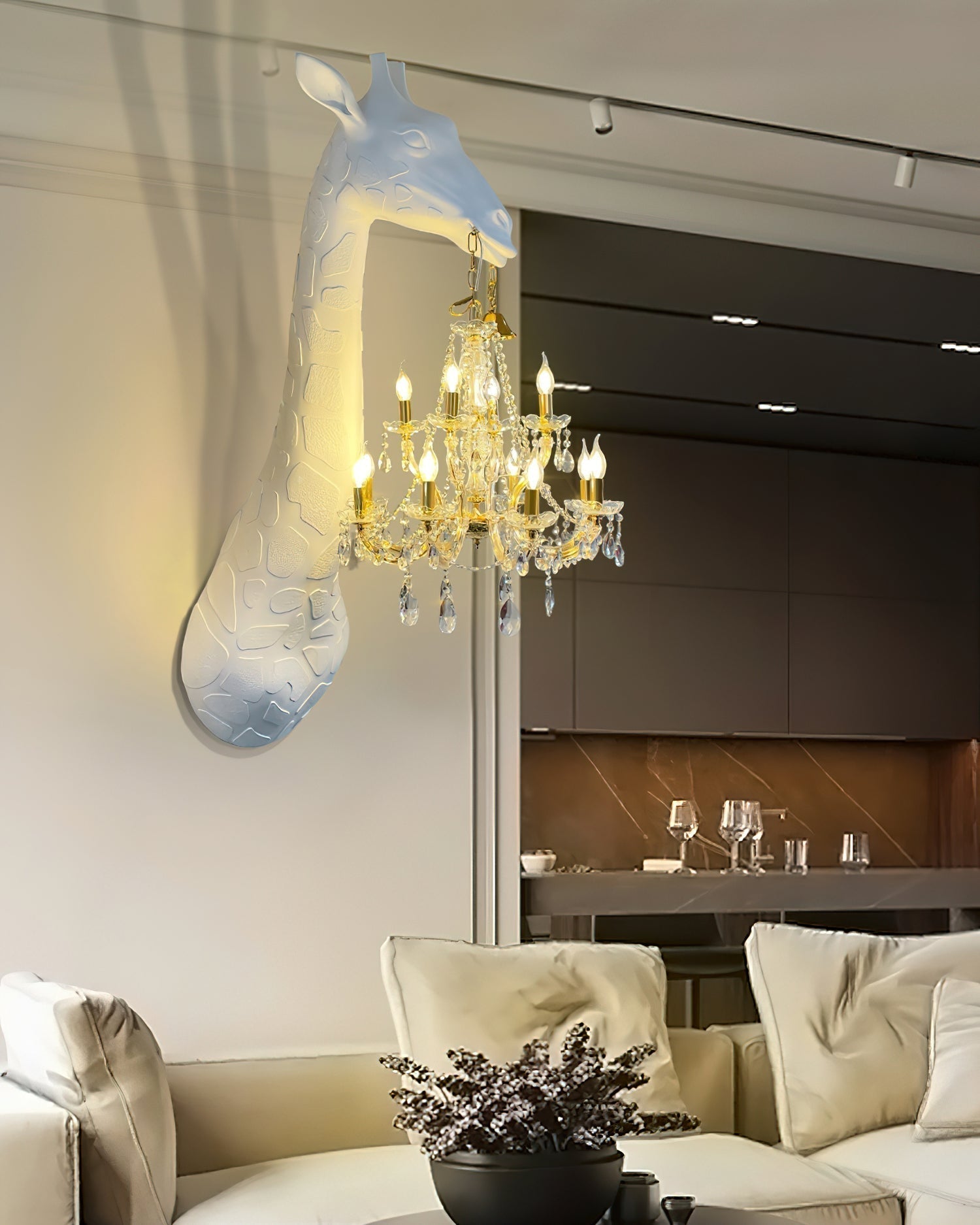 Applique Murale Girafe Artistique Avec Lustre En Cristal