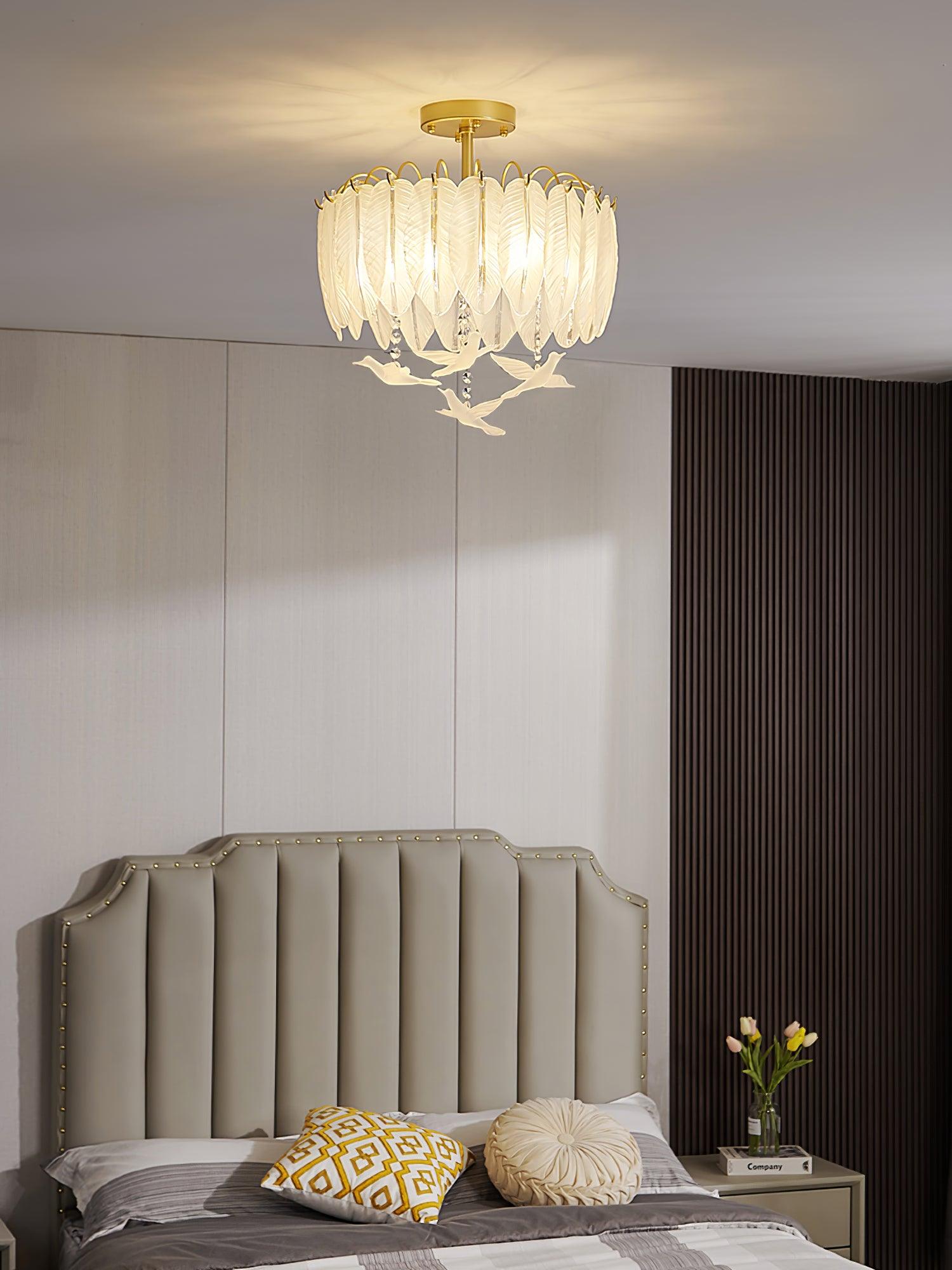 Plafonnier Verre Plume Élégant Pour Ambiance Chaleureuse