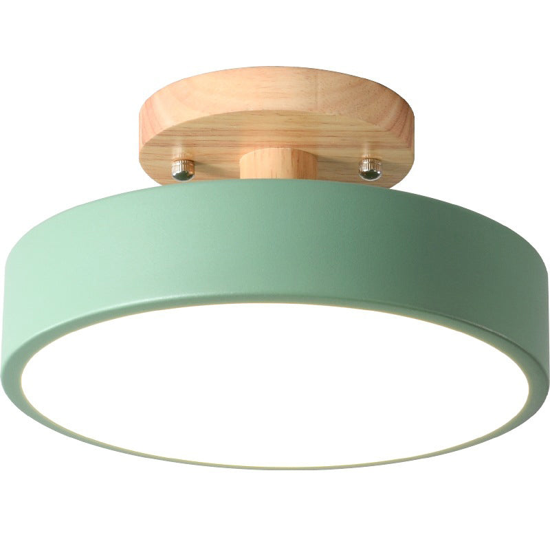 Plafonnier Rond Multicolore Bois Et Acrylique Pour Couloir Éclairage LED Économe