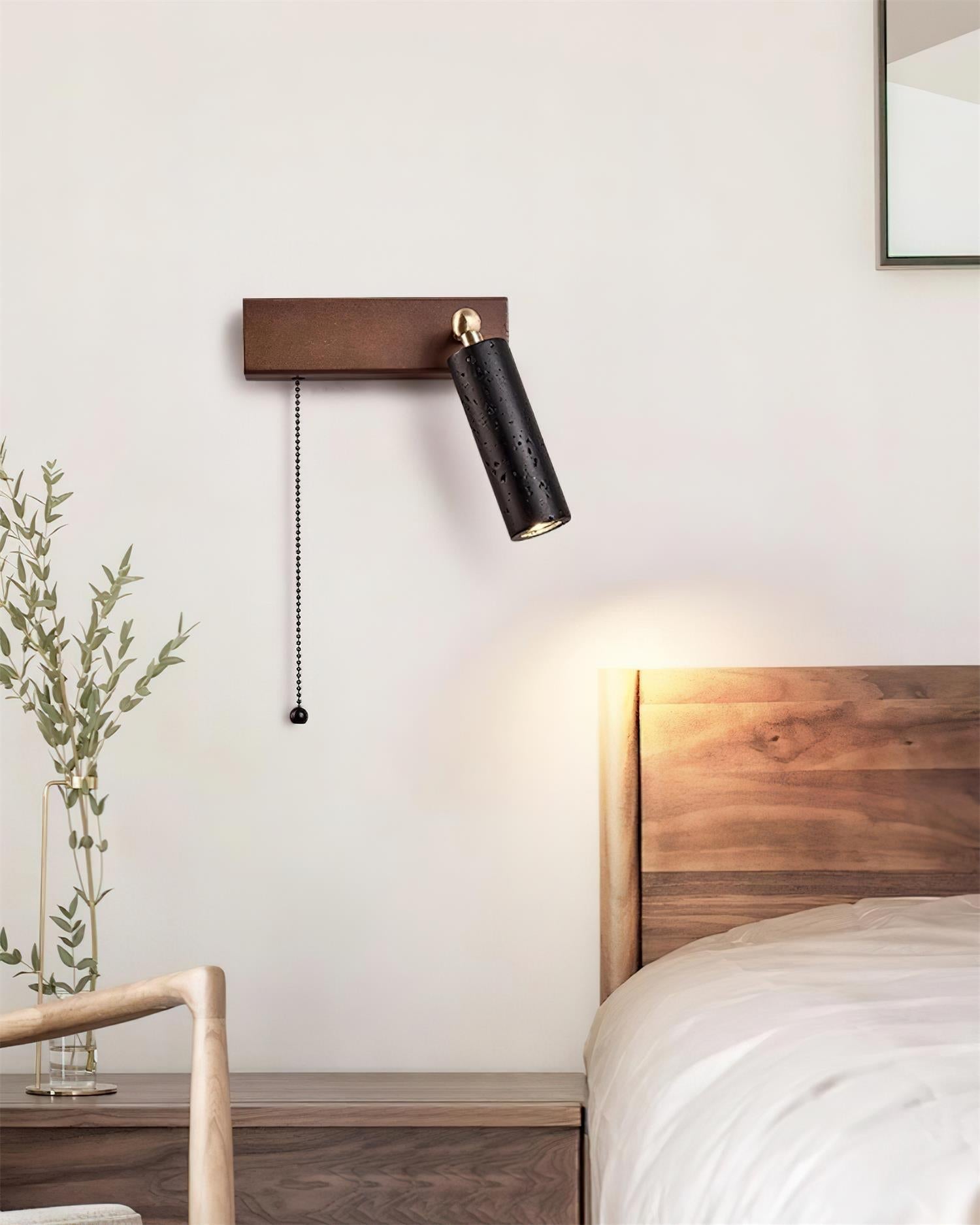 Lampe Murale Travertin Noir Avec Projecteur Élégant et Lumineux