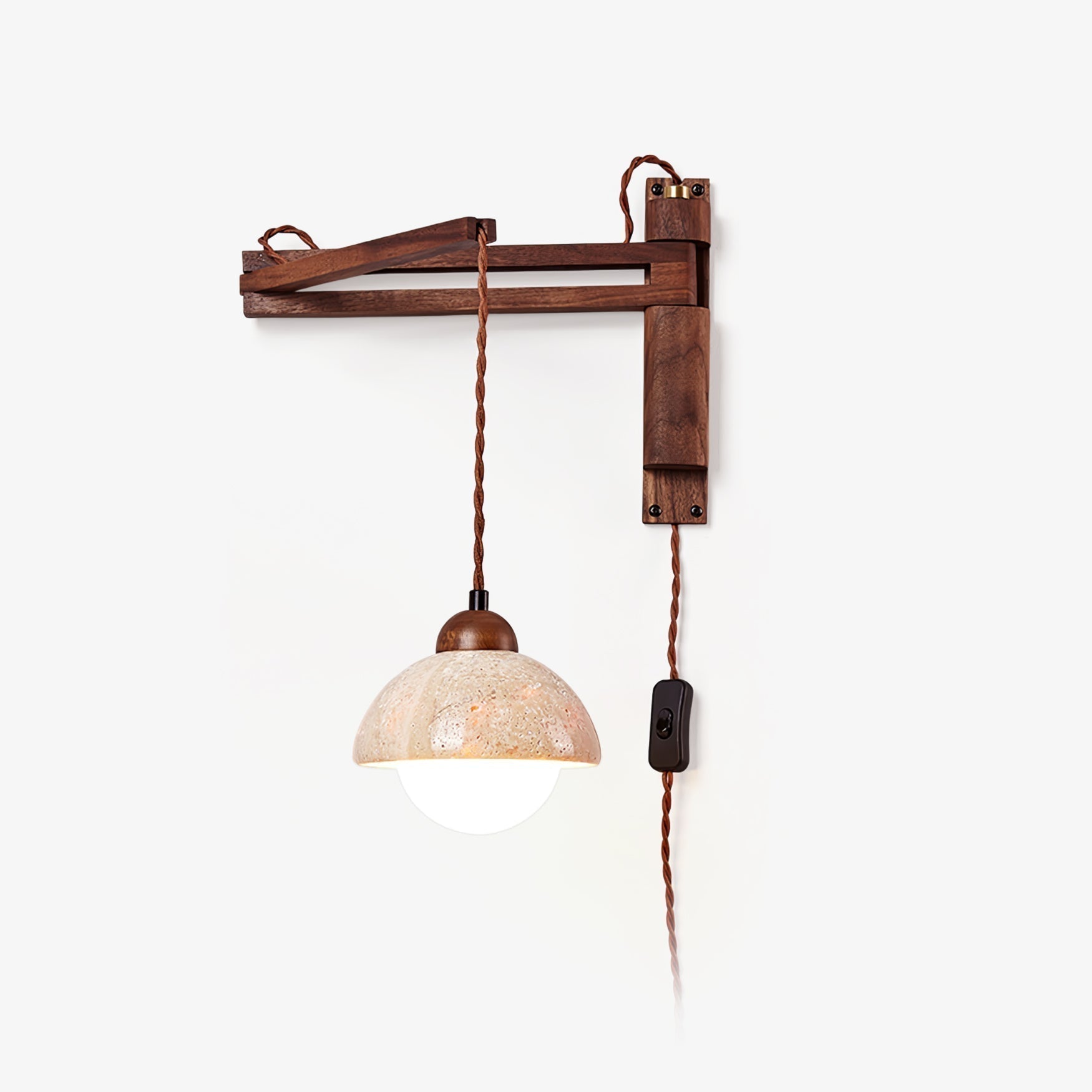 Lampe Murale À Bras Oscillant En Travertin Pour Éclairage Chaleureux