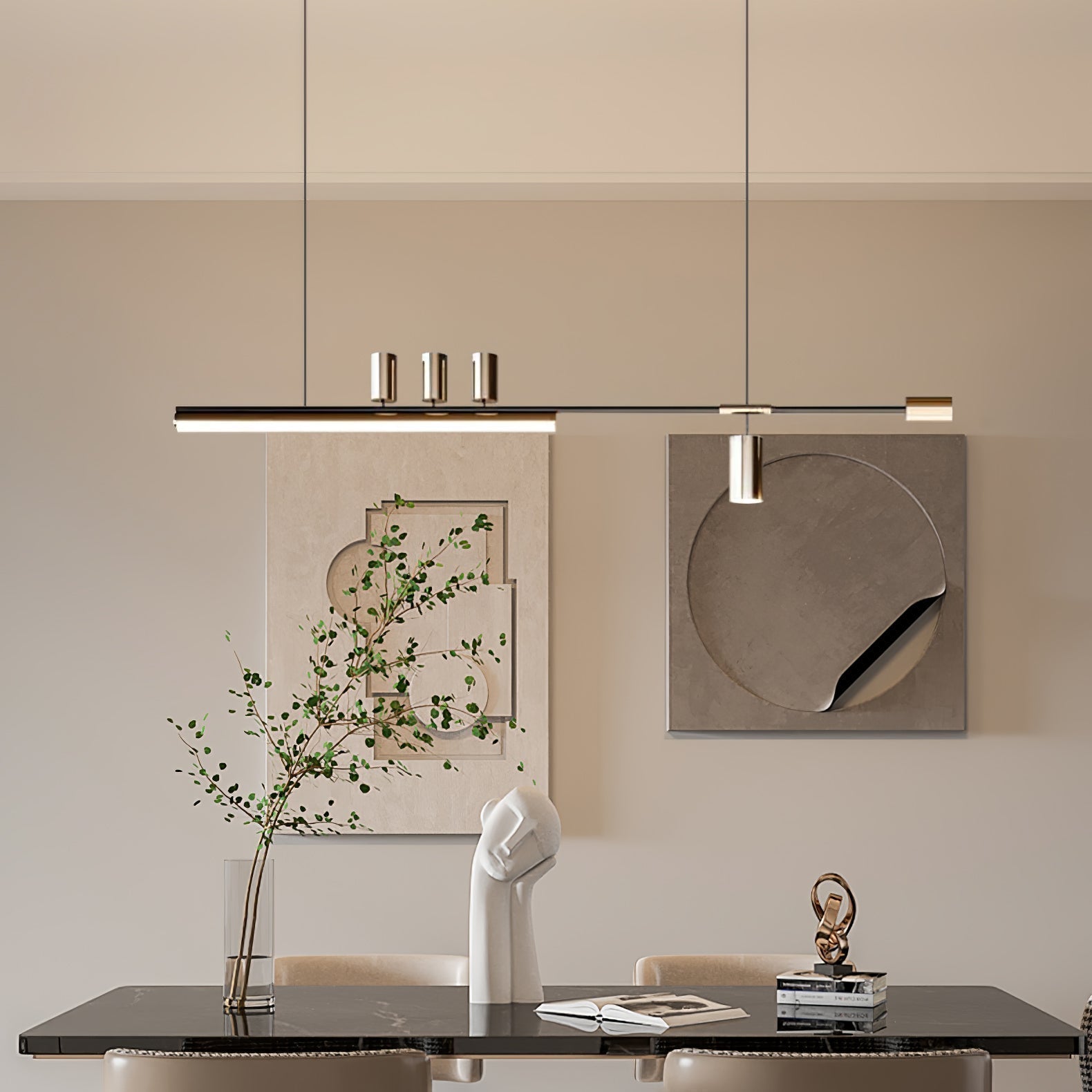 Suspension Métal Minimaliste Avec LED Ajustable En Températures De Lumière