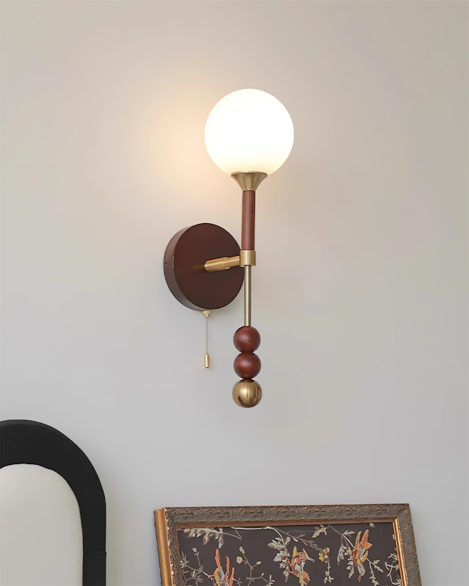 Applique Murale Vintage Verre Et Noyer Pour Éclairage Chaleureux