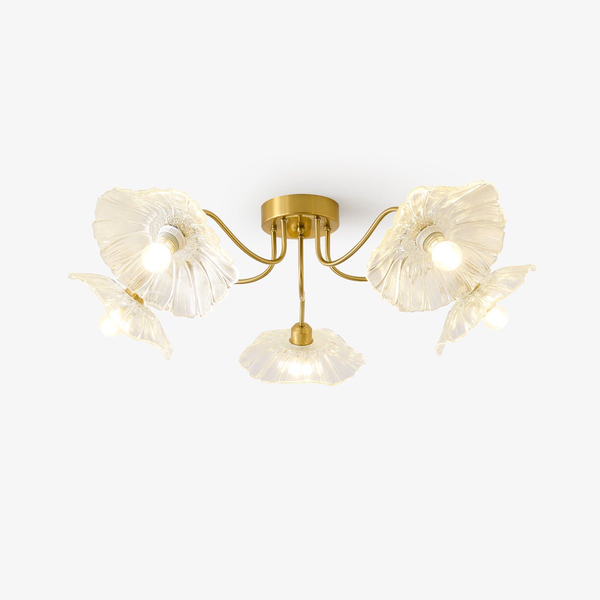Plafonnier Verre Feuille Avec Laiton Lumière Douce Et Élégante