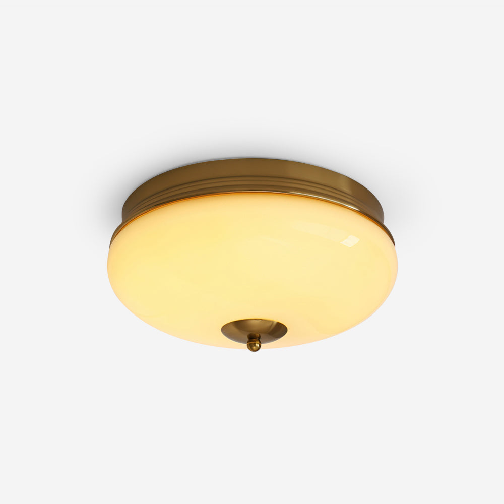 Plafonnier Verre Laité et Laiton Accent Classique LED Intégrée