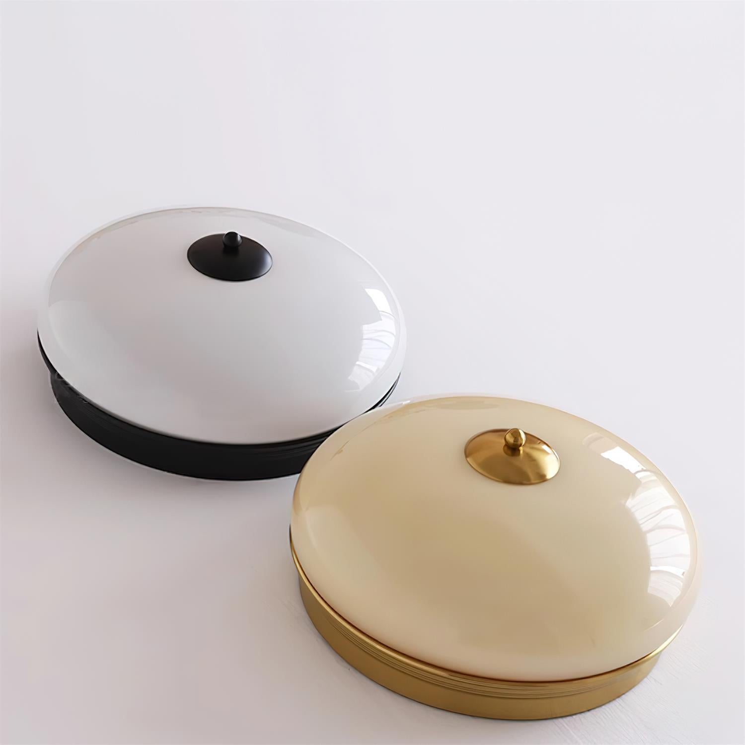 Plafonnier Verre Laité et Laiton Accent Classique LED Intégrée