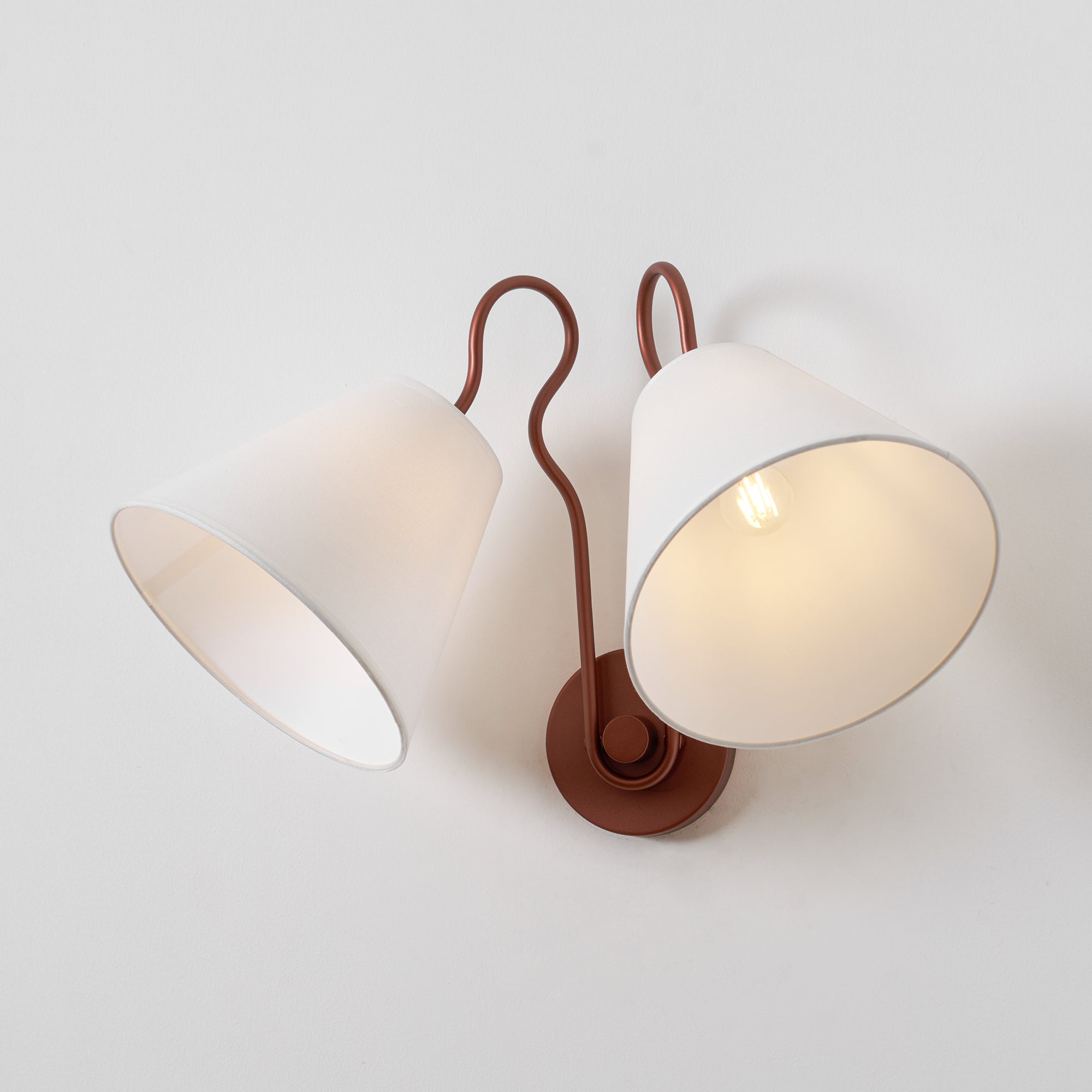 Lampe Applique Murale Industrielle Vintage Métal et Tissu Double Têtes