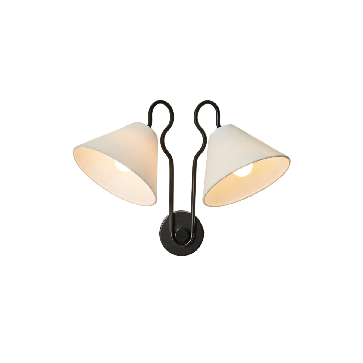 Lampe Applique Murale Industrielle Vintage Métal et Tissu Double Têtes