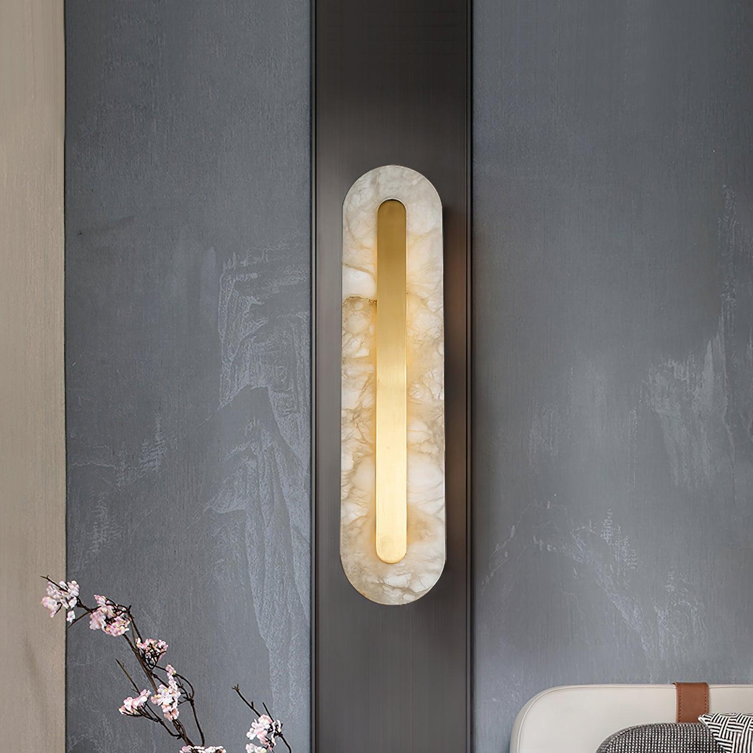 Applique Murale Albâtre Et Laiton Avec Éclairage LED Intégré