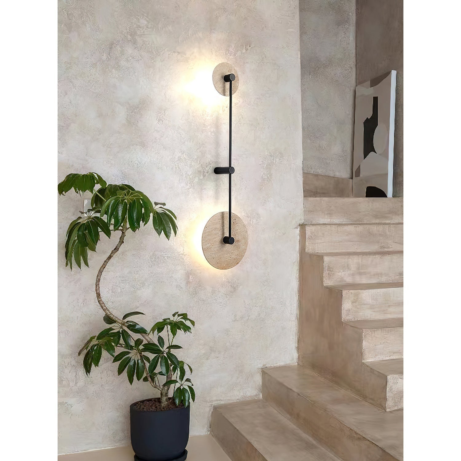 Luminaire Mural Minimaliste Beige Travertin Éclairage Moderne