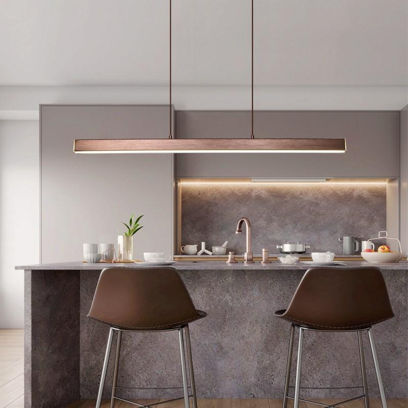 Suspension Linéaire Moderne Noir Marron Pour Salon Éclairage Ambiance Ajustable