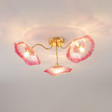 Plafonnier Verre Motifs Floraux Dépolisés Pour Lumière Douce