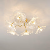 Plafonnier Verre Motifs Floraux Dépolisés Pour Lumière Douce