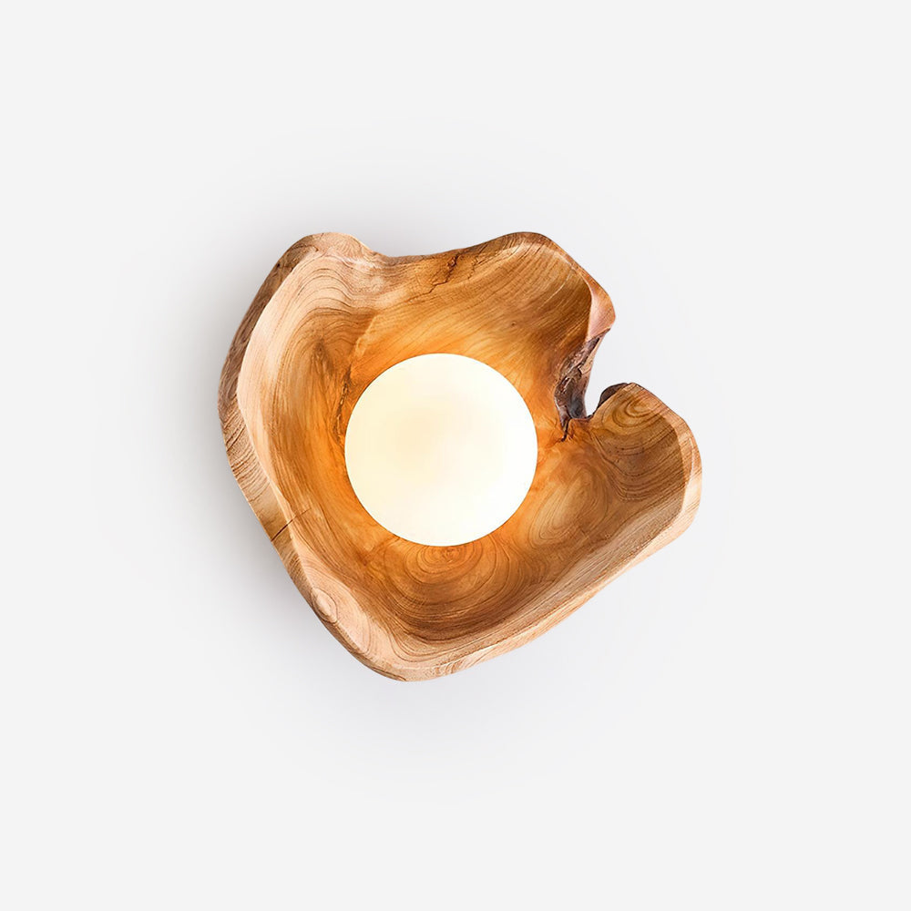 Lampe Murale Verre Et Bois Design Minimaliste Lumière Douce
