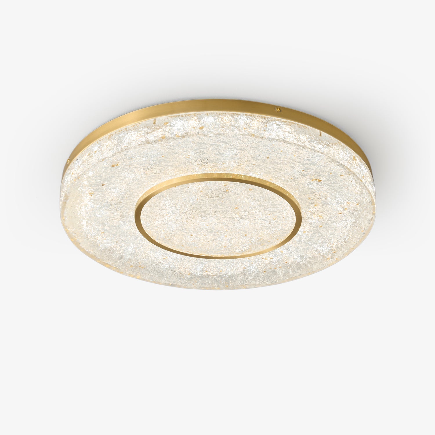 Plafonnier Rond Laiton et Résine Éclairage Annulaire Raffiné Moderne