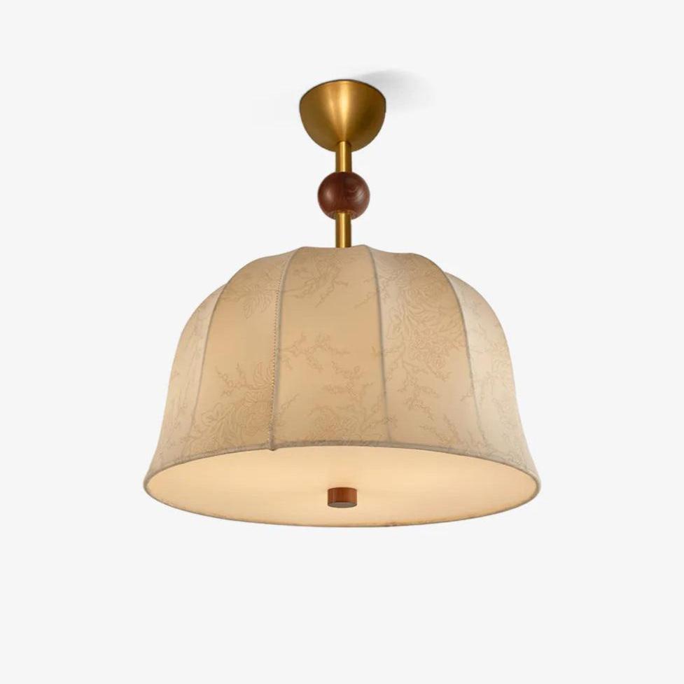 Plafonnier Vintage Or Et Noyer Avec AbatJour Lin Pour Ambiance Chaleureuse
