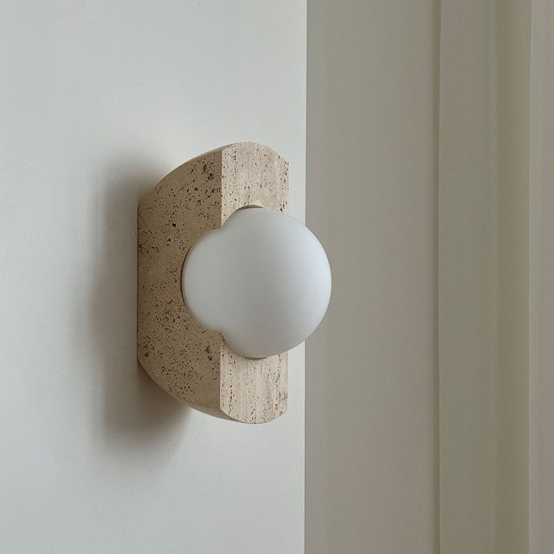 Lampe Murale Contemporaine En Verre Et Travertin Pour Éclairage Élégant