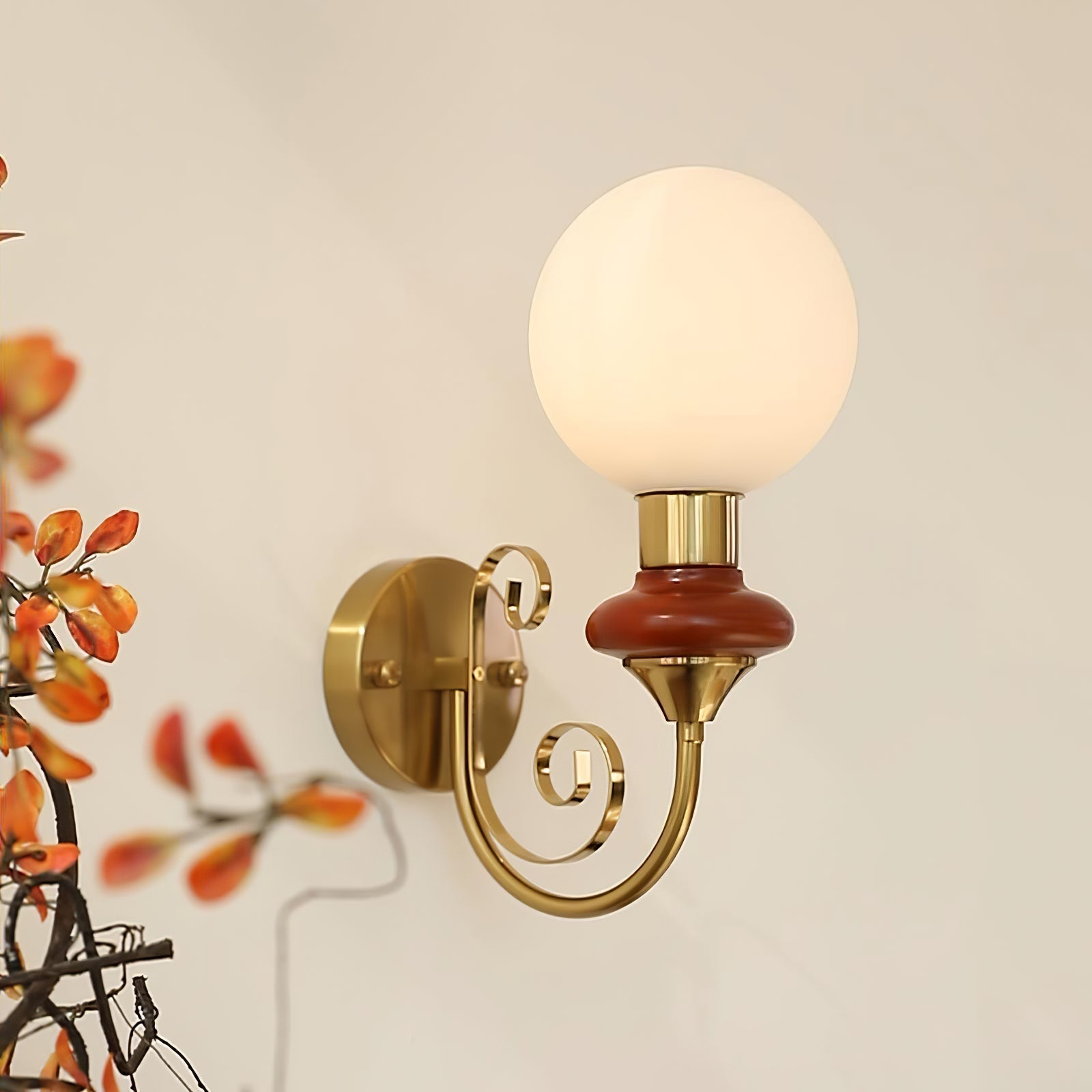 Applique Murale Verre Nordique Premium En Bois Et Métal Décorative