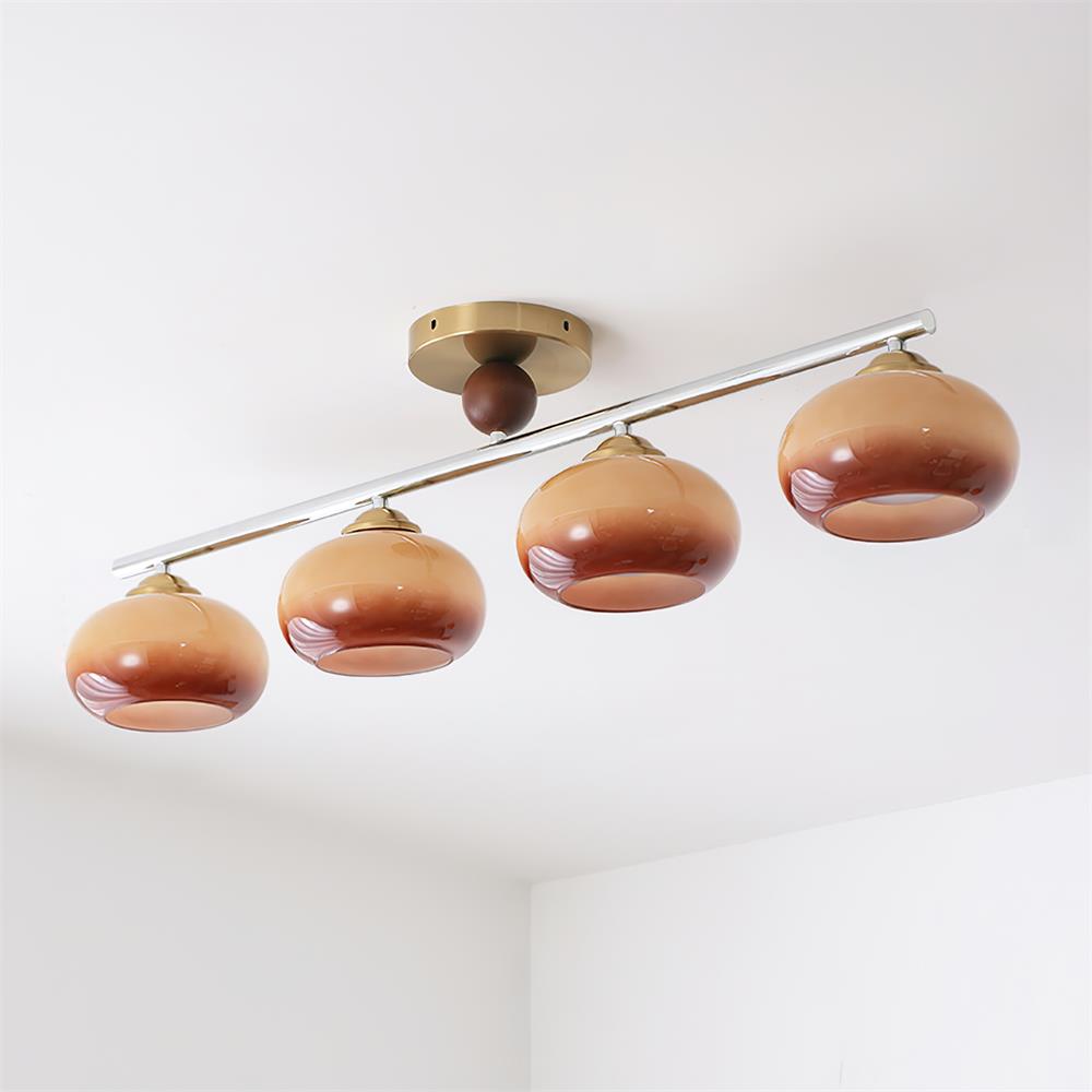 Plafonnier Verre Moderne Quatre Globes Pour Éclairage Raffiné