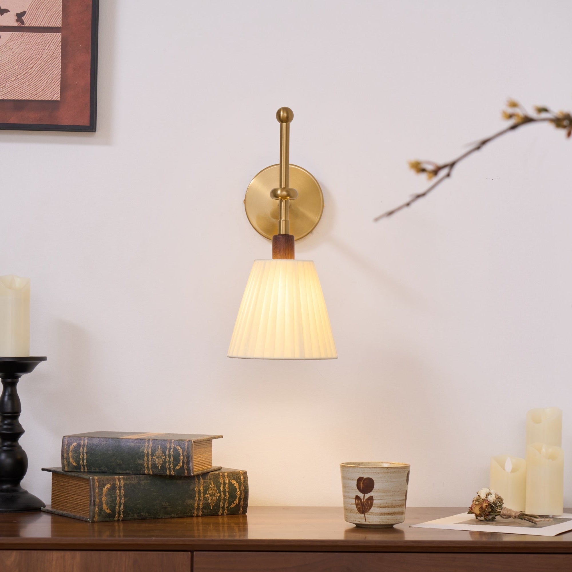 Lampe Murale En Tissu Plissé Laiton Éclairage Ambiant Raffiné