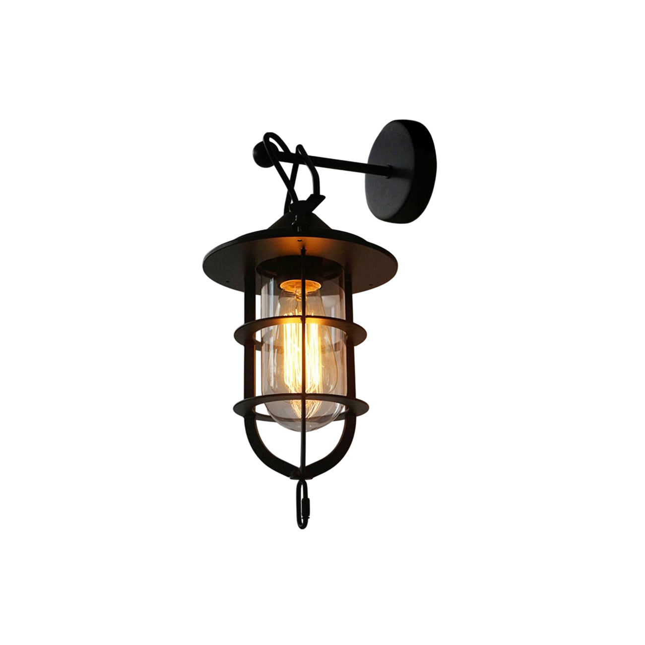 Lampe Murale Industrielle En Métal Noir Verre Transparent Ambiance Moderne