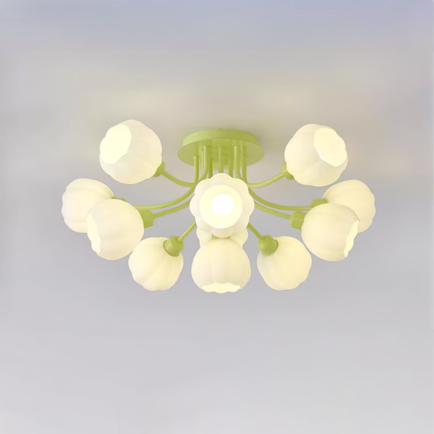 Plafonnier Verre Matcha Élégant Avec Éclairage Led Durable