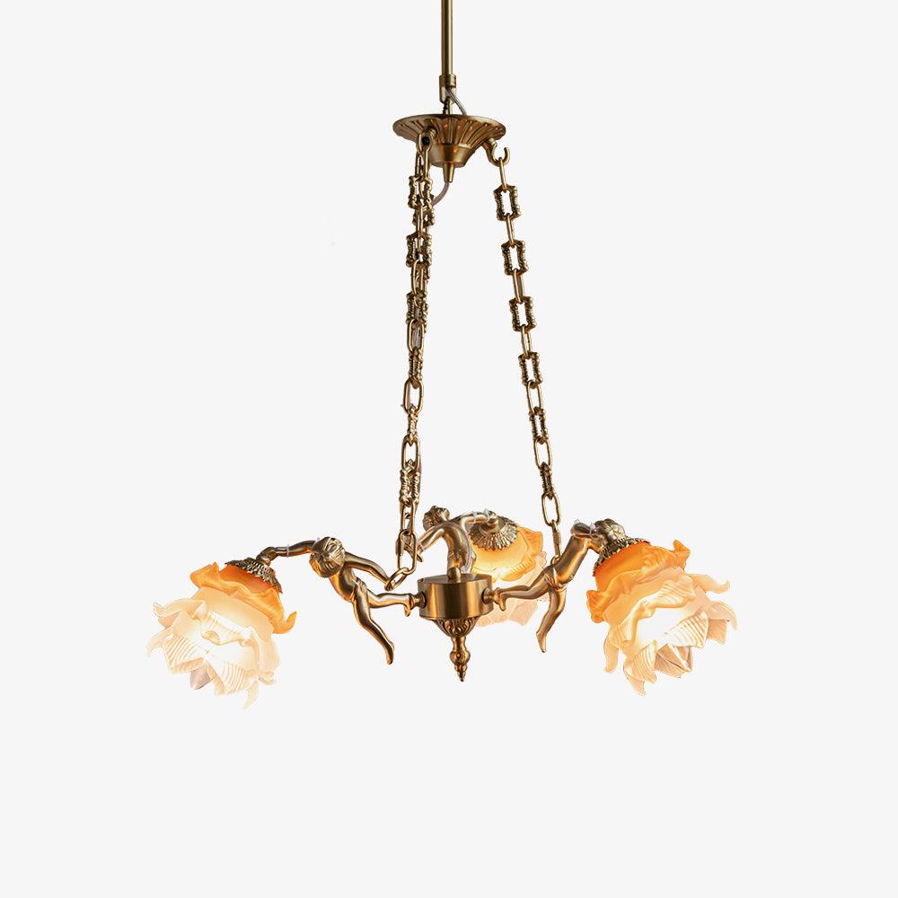 Lustre Laiton Suspension Florale Vintage Ambiance Chaleureuse