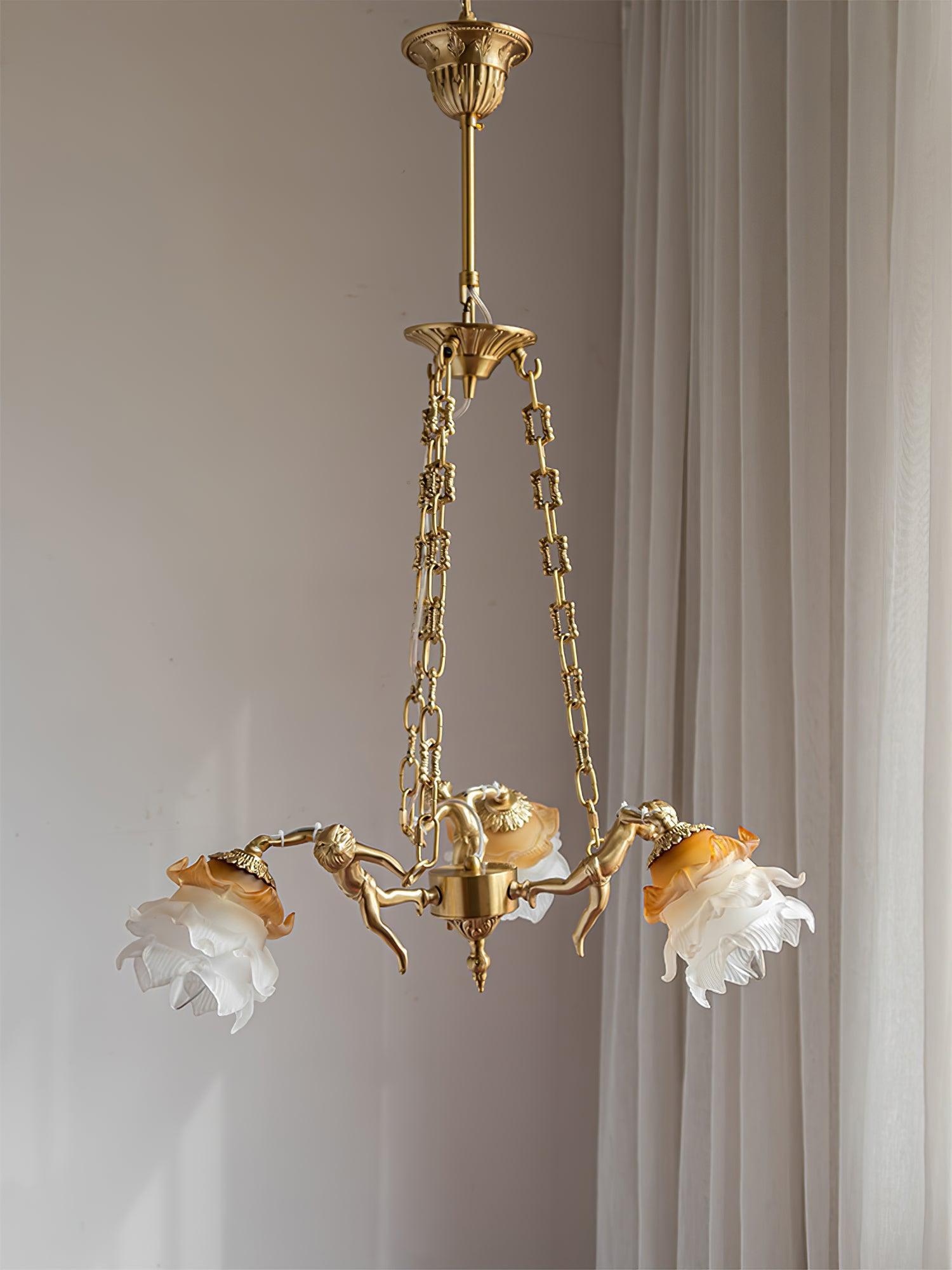 Lustre Laiton Suspension Florale Vintage Ambiance Chaleureuse