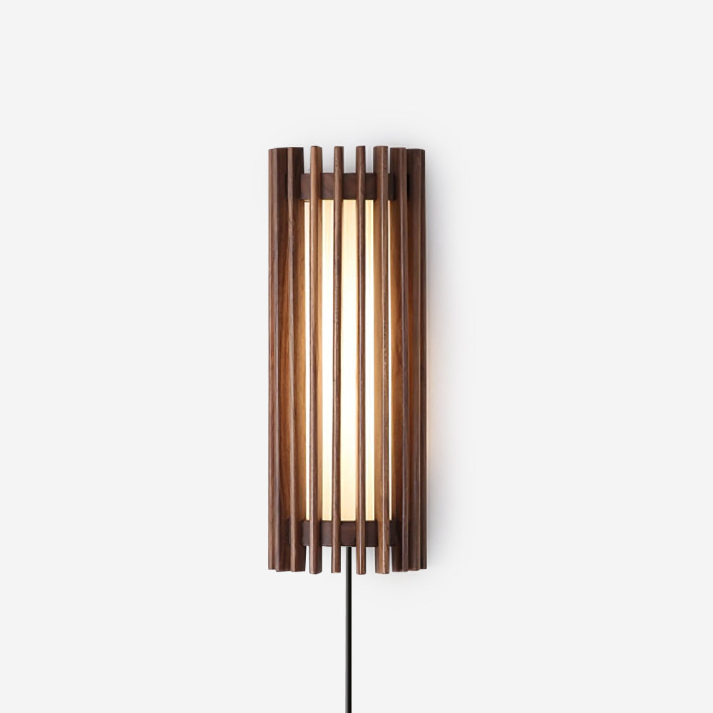 Lampe Murale Bois Avec Lattes Et Éclairage LED Durable Pour Salon