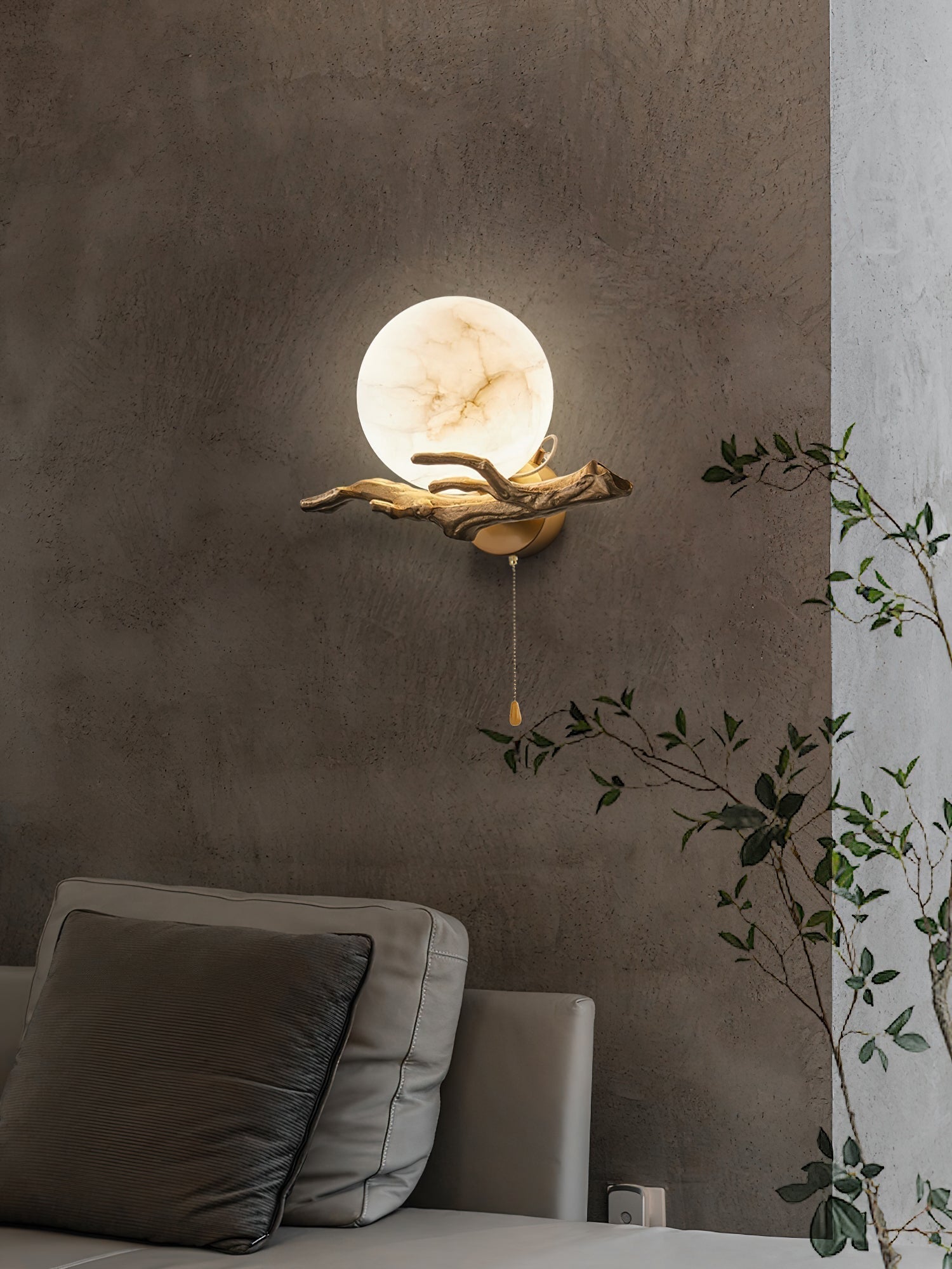 Applique Murale Albâtre et Laiton Éclairage Doux et Design Branches