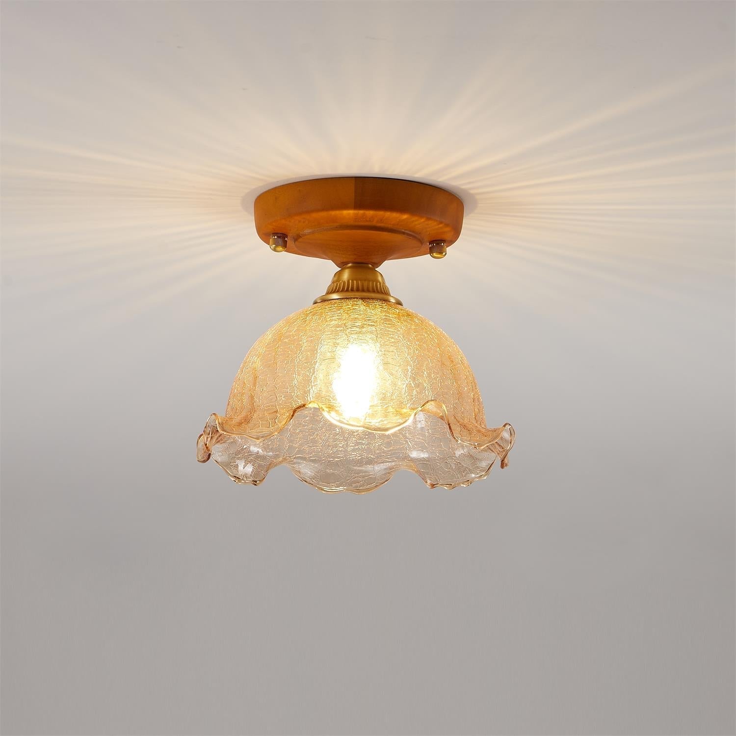 Plafonnier Verre et Laiton Haut de Gamme Charme Vintage Moderne