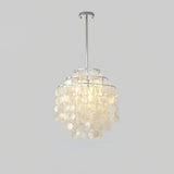 Lustre Rond Coquillage Plaqué Chrome Avec Jeu de Lumière