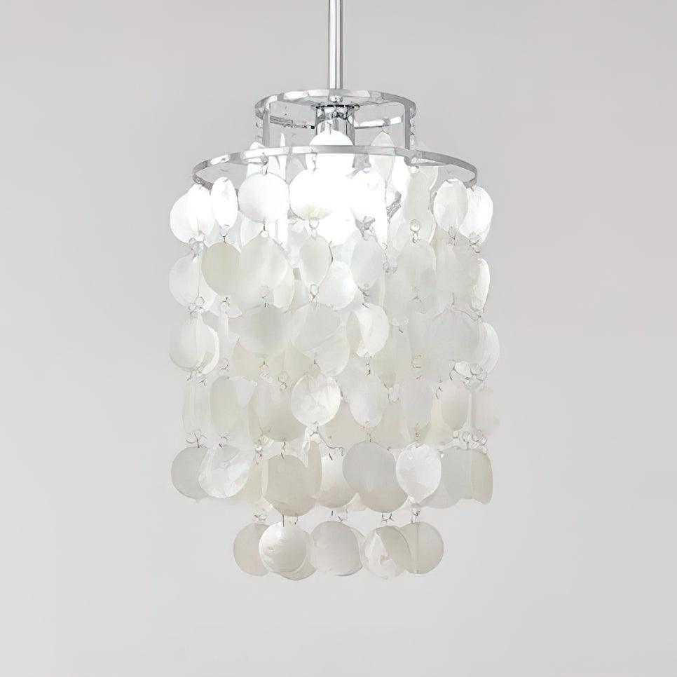 Lustre Rond Coquillage Plaqué Chrome Avec Jeu de Lumière
