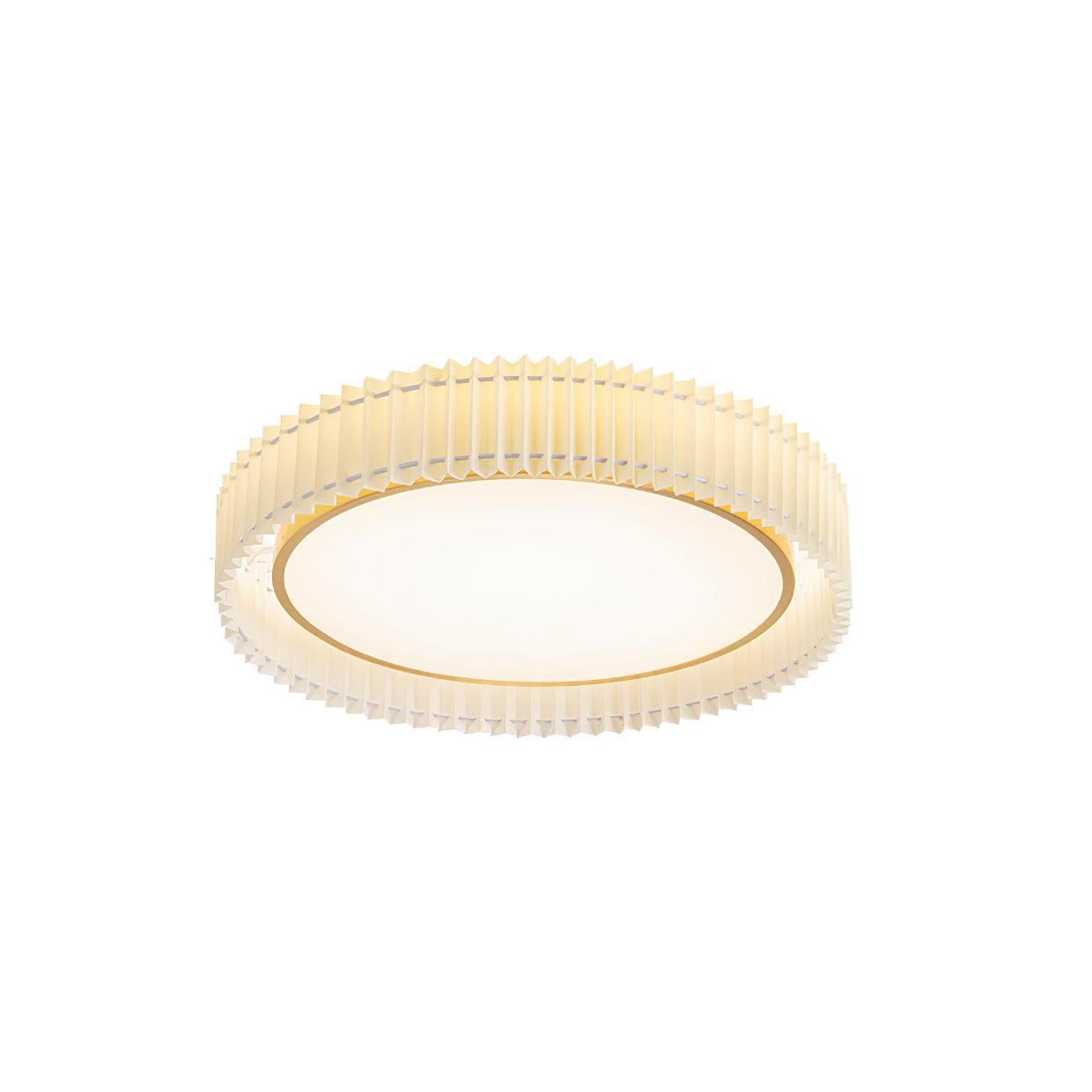 Plafonnier Rond Plissé En Tissu Avec LED Intégrée Et Lumière Chaude