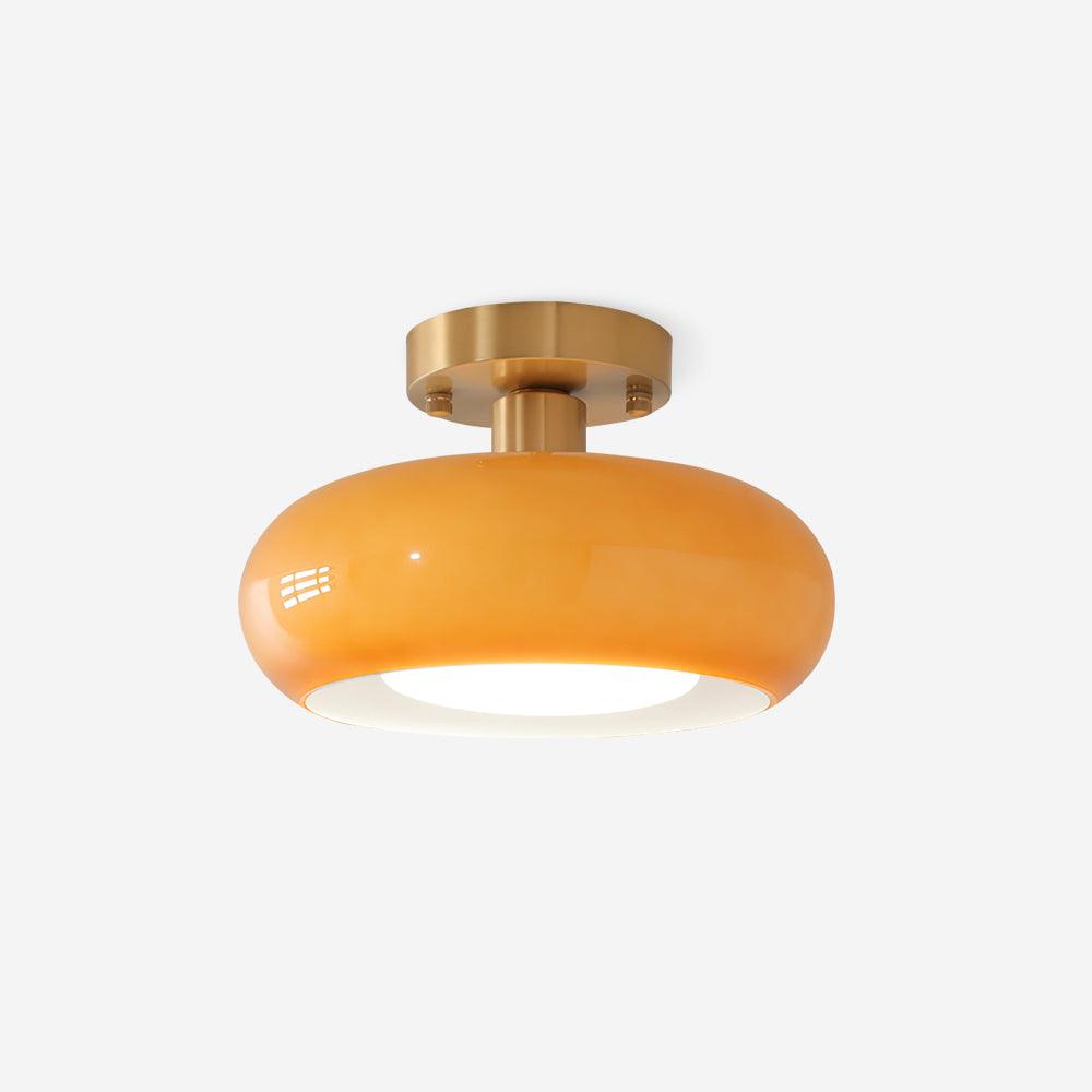 Plafonnier Verre Moderne Avec Cadre Métal Doré Lumière Épurée 28 cm