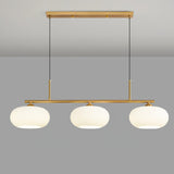 Suspension Linéaire à Trois Globes Dorés pour Tables à Manger Lumière Chaleureuse