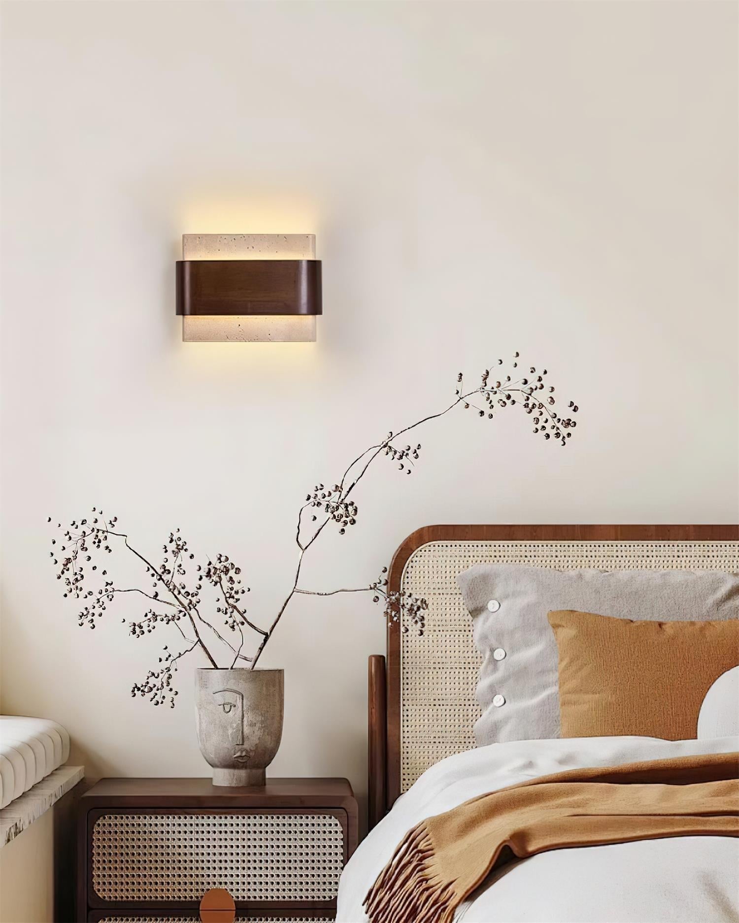 Lampe Murale Arc En Travertin Bois Eclairage Led Durable