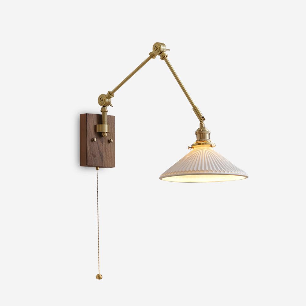 Applique Murale Vintage en Noyer Éclairage Chaleureux Bois et Laiton