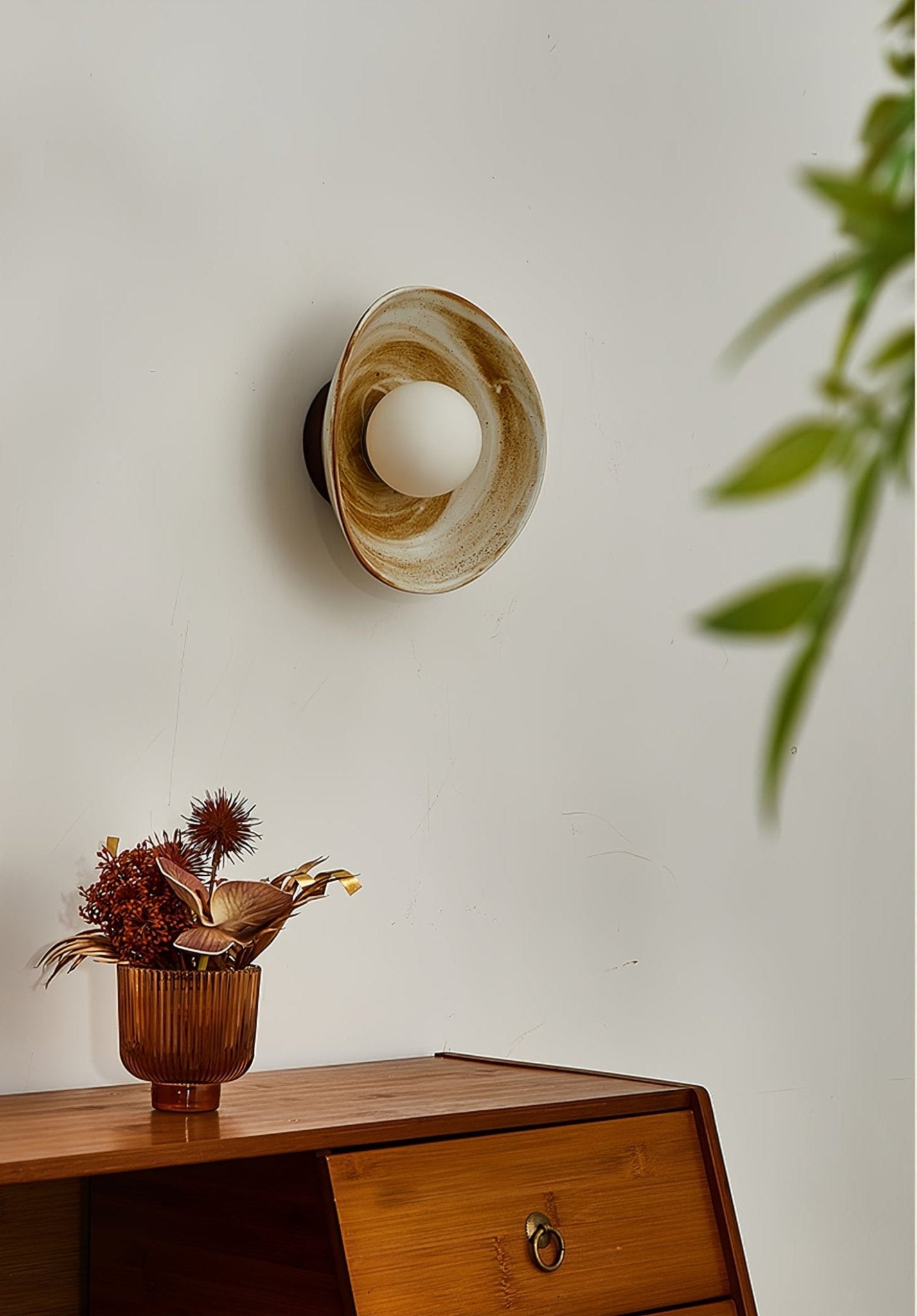 Lampe Murale Minimaliste Verre et Bois Pour Éclairage Ambiant