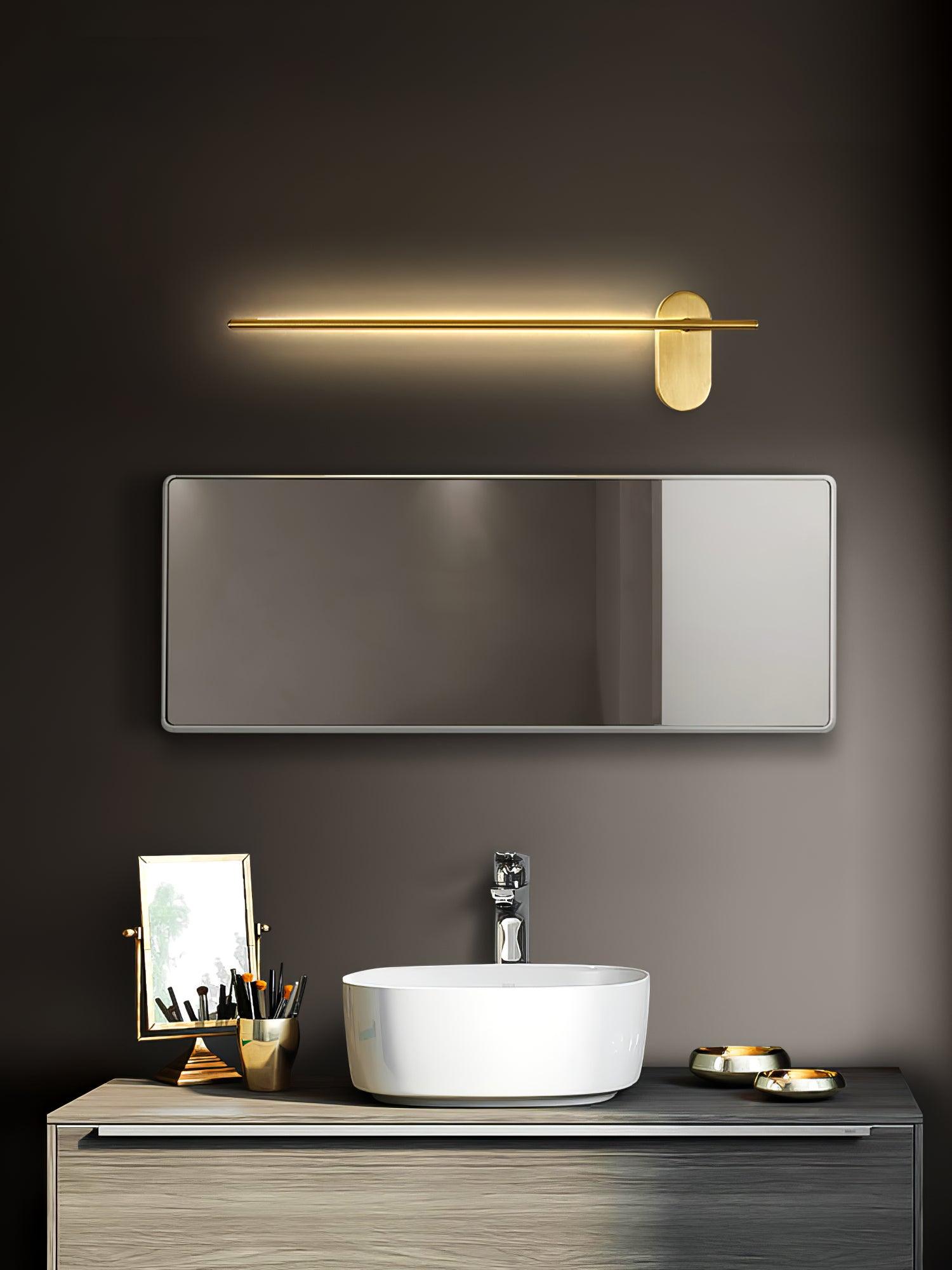 Applique Murale Bâton En Laiton Avec Led Intégrée Et Lumière Réglable