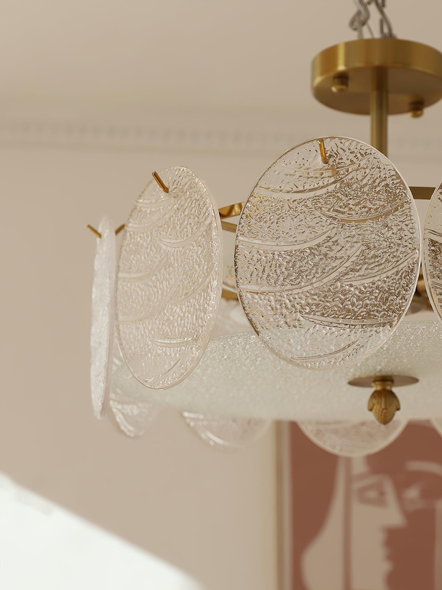 Lustre Lampe De Plafond Doré Avec Verre Strié Pour Ambiance Élégante