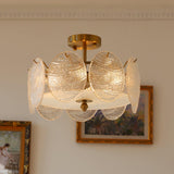 Lustre Lampe De Plafond Doré Avec Verre Strié Pour Ambiance Élégante